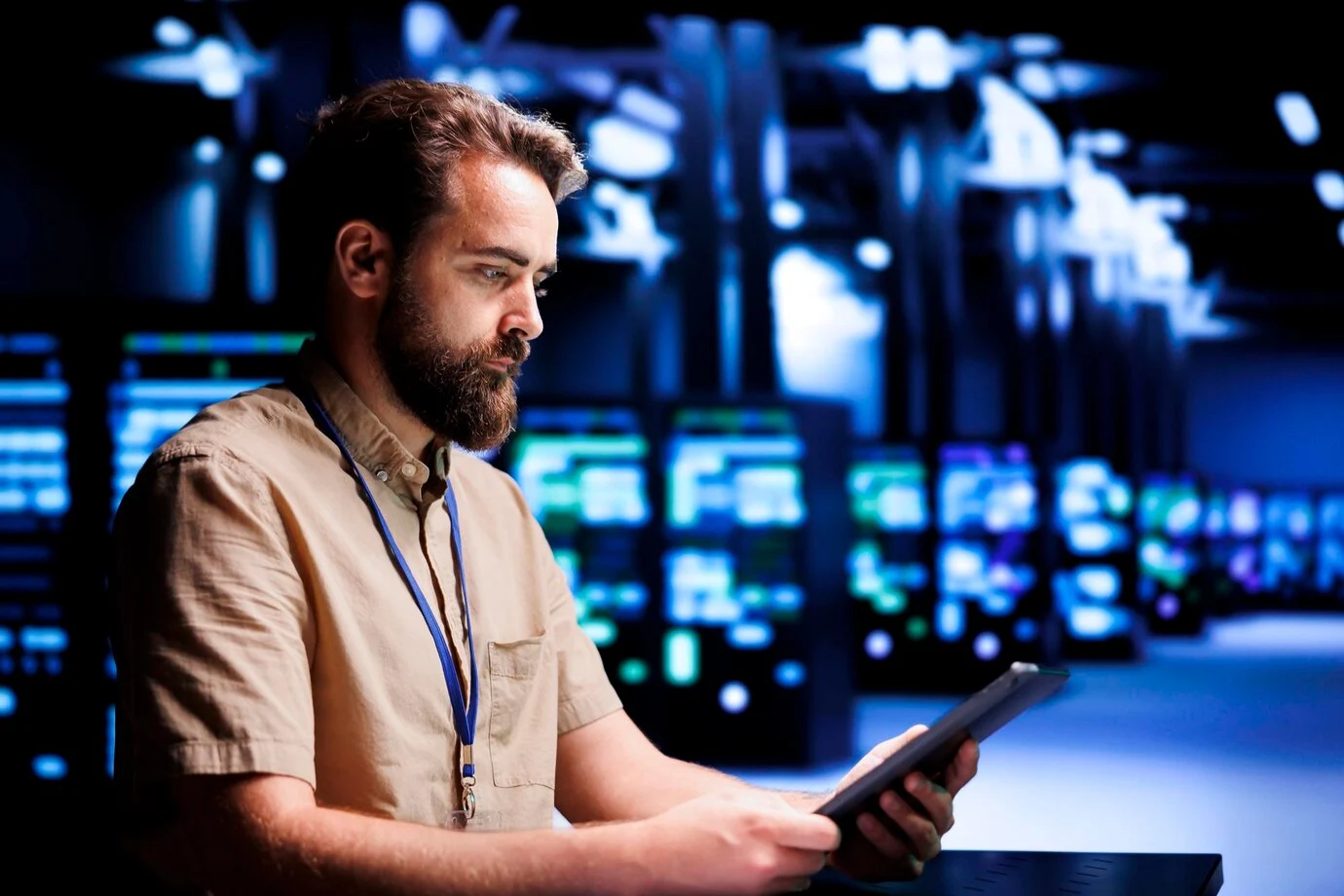man working for Network Support & Maintenance Services in company